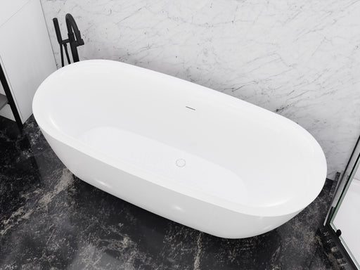 ANZZI FT-AZ411-59 Britt 59" x 30" Flat Bottom Acrylic Freestanding Soaking Bathtub with, product view 2