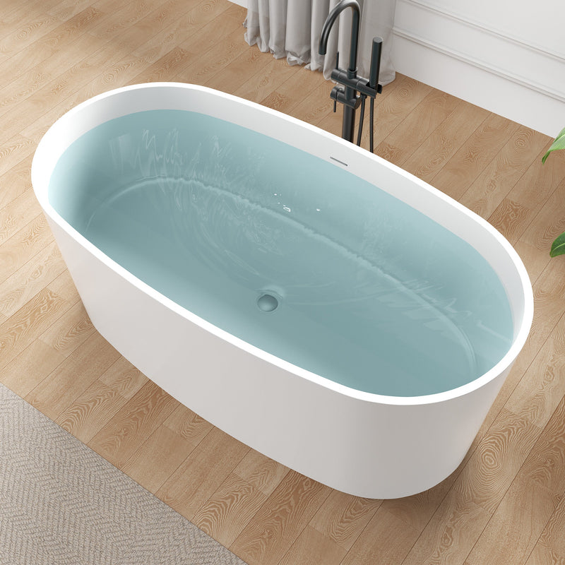 ANZZI FT-AZ505 Roccia 61" x 31" Flat Bottom Solid Surface Freestanding Soaking Bathtu, product view 2