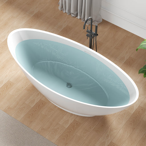 ANZZI FT-AZ508 Ala 74" x 34" Flat Bottom Solid Surface Freestanding Soaking Bathtub w, product view