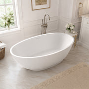 ANZZI FT-AZ508 Ala 74" x 34" Flat Bottom Solid Surface Freestanding Soaking Bathtub w, product view 2