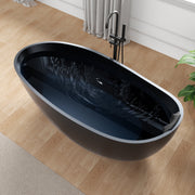 ANZZI FT-AZ516BK-BK 67" x 32" Freestanding Oval Stone Resin Flat-Bottom Bathtub in Black w, product view