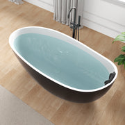 ANZZI FT-AZ516BK-WH 67" x 32" Freestanding Oval Stone Resin Flat-Bottom Bathtub in Black i, product view