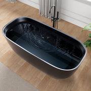 ANZZI FT-AZ6732BKS 67" x 32" Rectangle Freestanding Stone Resin Deep Flat-Bottom Bathtub, product view
