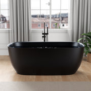 ANZZI FT-AZ6732BKS 67" x 32" Rectangle Freestanding Stone Resin Deep Flat-Bottom Bathtub, product view 3