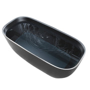 ANZZI FT-AZ6732BKS 67" x 32" Rectangle Freestanding Stone Resin Deep Flat-Bottom Bathtub, product view 5