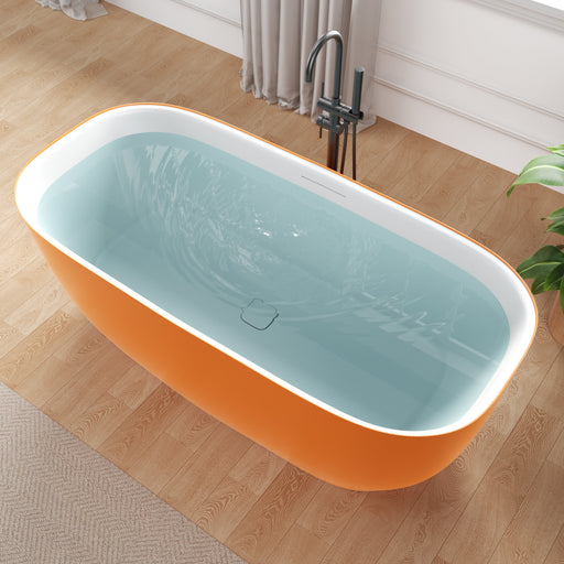 ANZZI FT-AZ6732OGS 67" x 32" Rectangle Freestanding Stone Resin Deep Flat-Bottom Bathtub, product view
