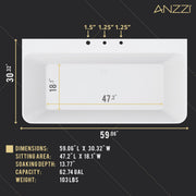 ANZZI FTAZ11459-473CH Vault 59" x 30" Flat Bottom Acrylic Freestanding Soaking Bathtub and F, dimension drawing