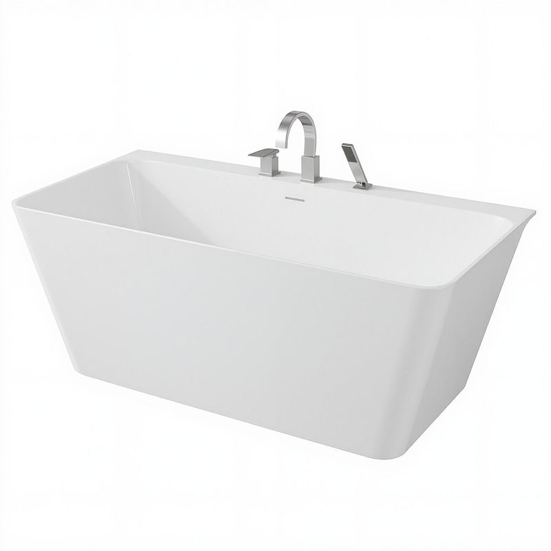 ANZZI FTAZ11459-473CH Vault 59" x 30" Flat Bottom Acrylic Freestanding Soaking Bathtub and F, product view