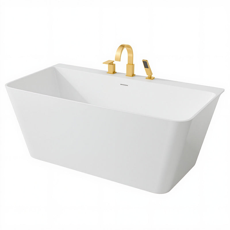 ANZZI FTAZ11467-473BG Vault Series 67" x 32" Flat Bottom Acrylic Freestanding Soaking Bathtu, product view