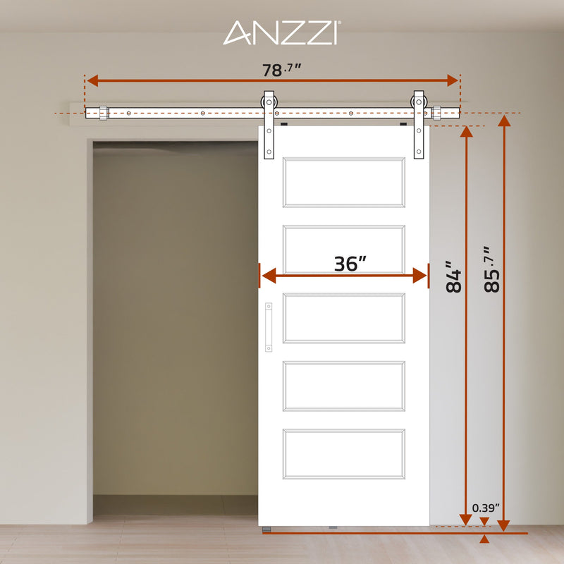 ANZZI ID-AZBD08 Borneo sliding barn door, dimension drawing