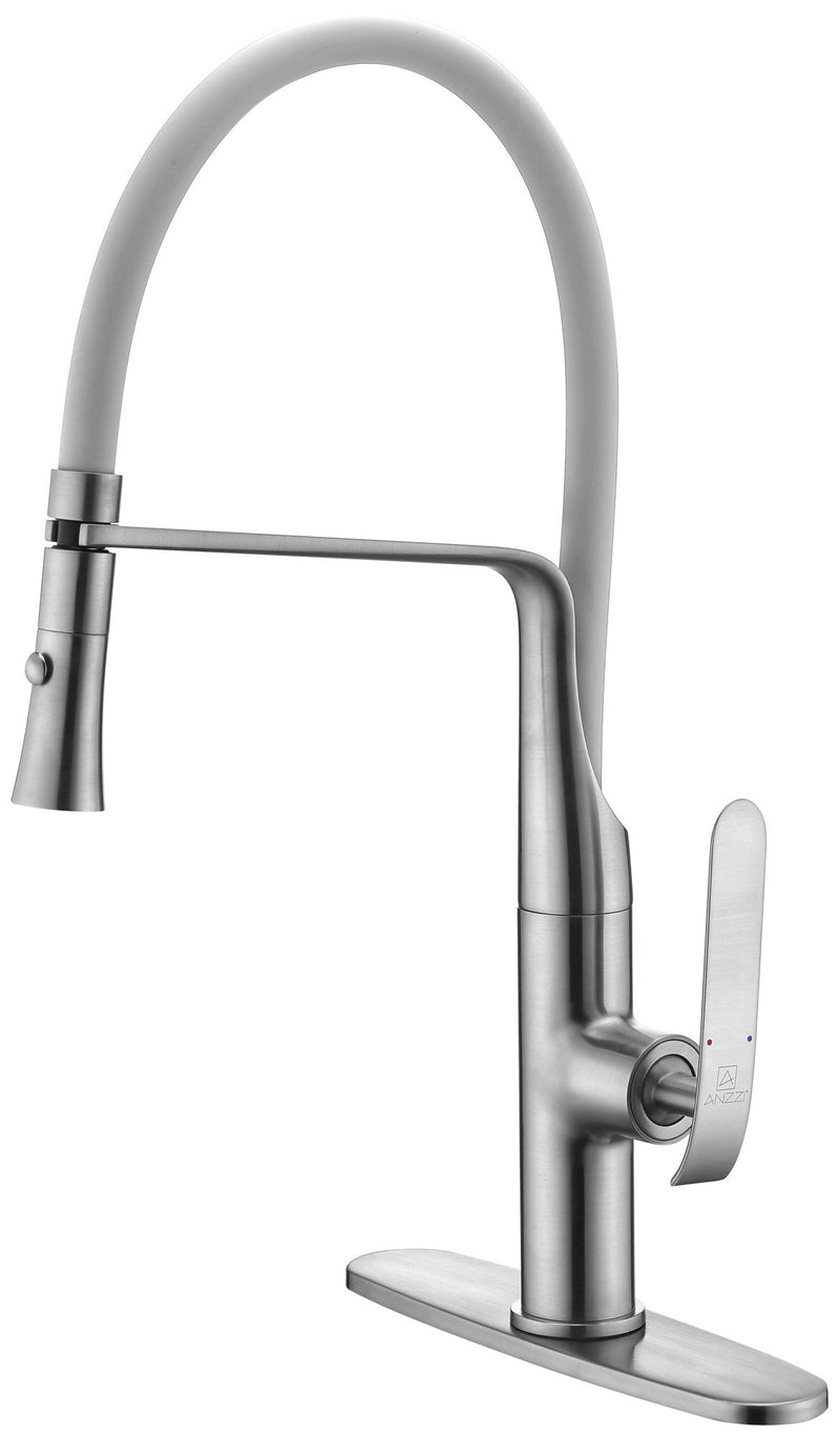 ANZZI KF-AZ003BN Accent kitchen faucet in brushed nickel, installed room view 2