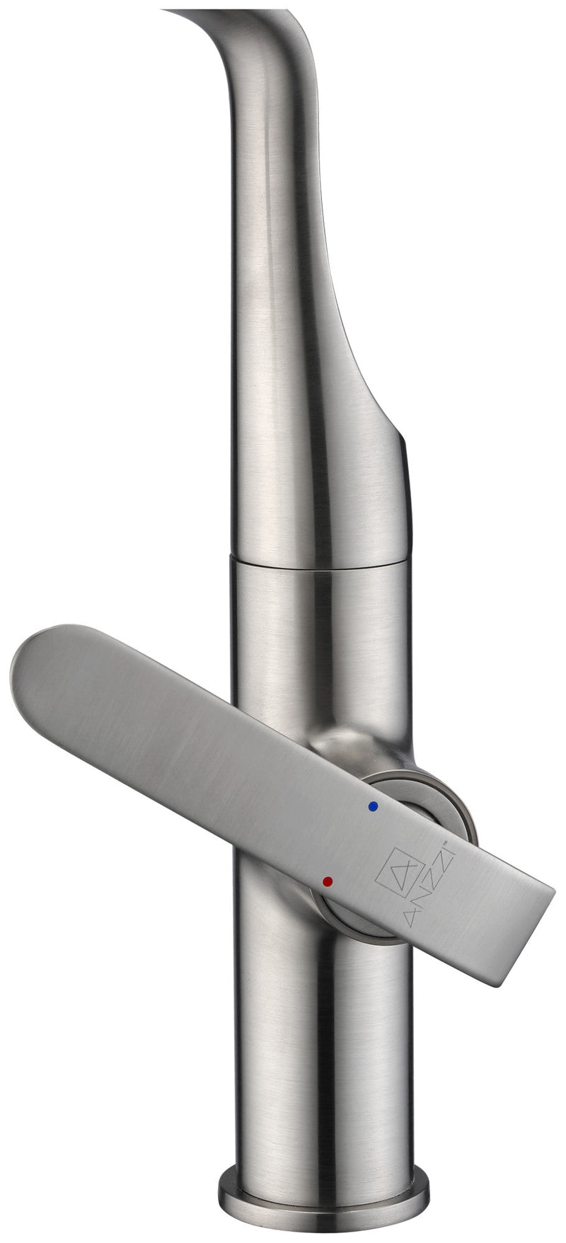 ANZZI KF-AZ003BN Accent kitchen faucet in brushed nickel, white background view 4