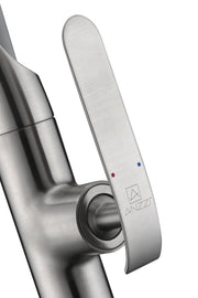 ANZZI KF-AZ003BN Accent kitchen faucet in brushed nickel, white background view 7