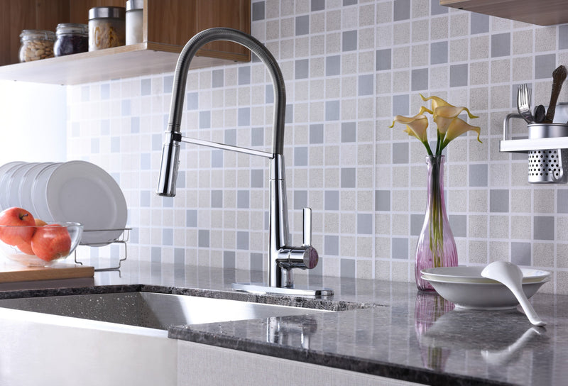 ANZZI KF-AZ188CH Apollo kitchen faucet in polished chrome, installed room view 1