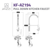 ANZZI KF-AZ194BN Step kitchen faucet, dimension drawing
