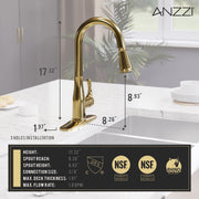 ANZZI KF-AZ301MB Sifo kitchen faucet, dimension drawing