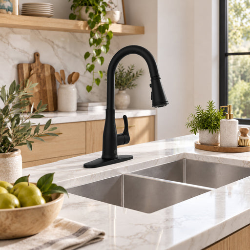 ANZZI KF-AZ301MB Sifo kitchen faucet in matte black, main product photo