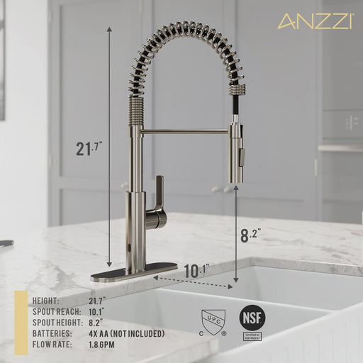 ANZZI KF-AZ303MB Ola kitchen faucet, dimension drawing