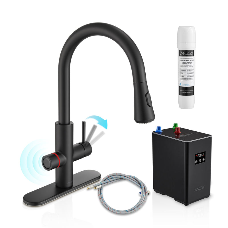 ANZZI KF-AZ401MB Sunset kitchen faucet in matte black, main product photo