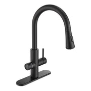 ANZZI KF-AZ401MB Sunset kitchen faucet in matte black, white background view 1