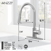 ANZZI KF-AZ601CH Expedition kitchen faucet, dimension drawing
