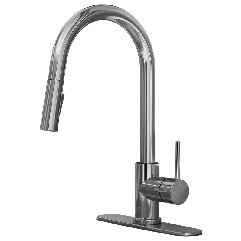 ANZZI KF-AZ601CH Expedition kitchen faucet in polished chrome, white background view 1