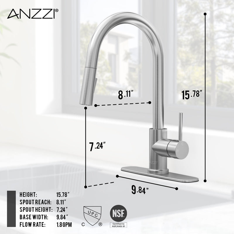 ANZZI KF-AZ601MB Expedition kitchen faucet, dimension drawing