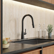 ANZZI KF-AZ701MB Adela kitchen faucet in matte black, installed room view 1