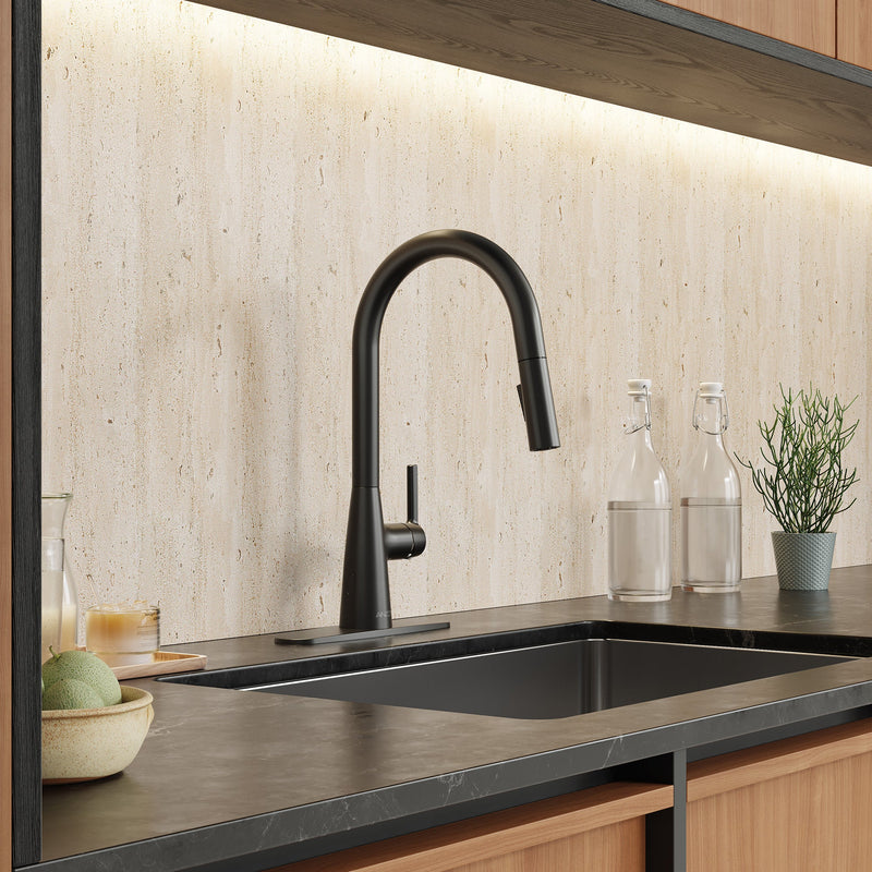 ANZZI KF-AZ701MB Adela kitchen faucet in matte black, installed room view 1