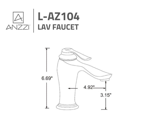 ANZZI L-AZ104CH Anfore single hole bathroom faucet, dimension drawing