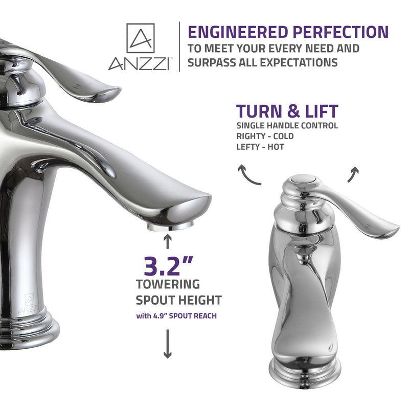 ANZZI L-AZ104CH Anfore single hole bathroom faucet, dimension drawing 0