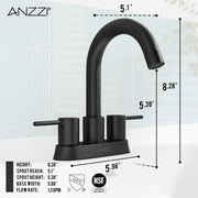 ANZZI L-AZ300BN Remnants centerset bathroom faucet, dimension drawing 0 #4