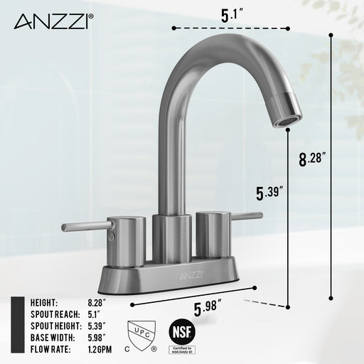 ANZZI L-AZ300CH Remnants centerset bathroom faucet, dimension drawing