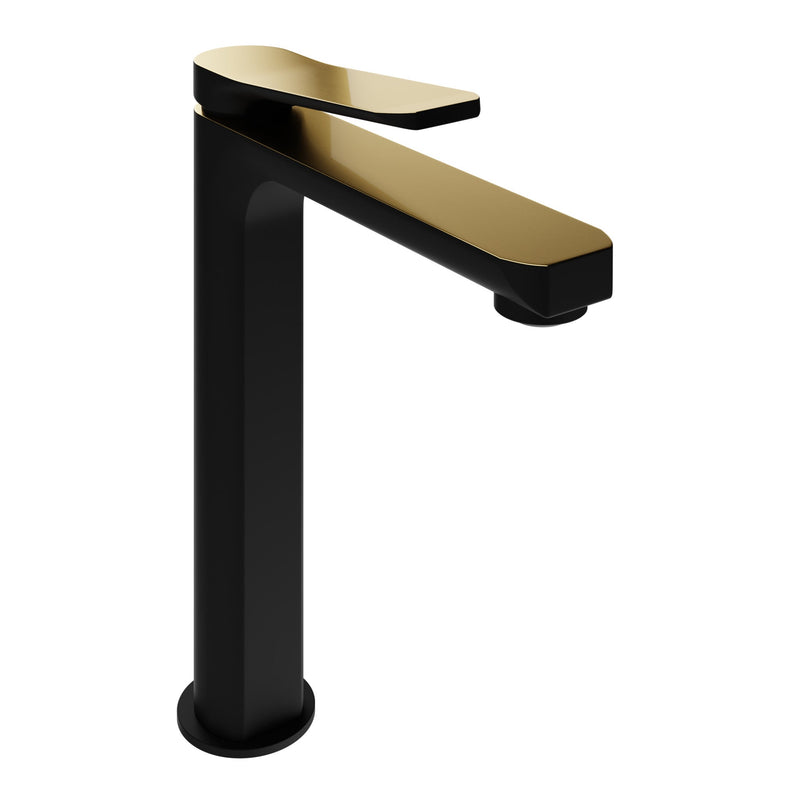 ANZZI L-AZ901MB-BG Ultra-Modern vessel sink faucet in matte black-brushed gold, main product photo