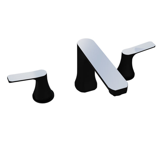ANZZI L-AZ902MB-CH Angular widespread bathroom faucet in matte black-polished chrome, main product photo