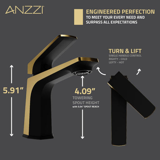 ANZZI L-AZ903MB Minimalist single hole bathroom faucet, dimension drawing