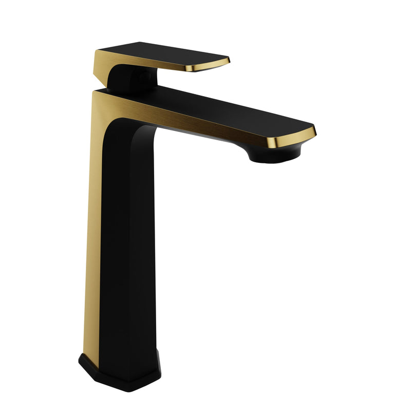 ANZZI L-AZ904MB-BG Contemporary vessel sink faucet in matte black-brushed gold, main product photo