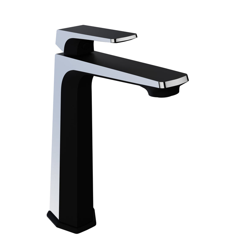 ANZZI L-AZ904MB-CH Contemporary vessel sink faucet in matte black-polished chrome, main product photo