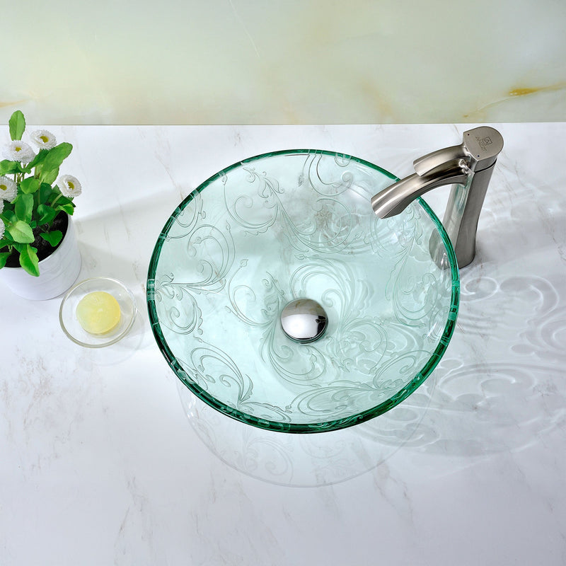 ANZZI LS-AZ065 Vieno vessel sink in clear floral, installed room view 4