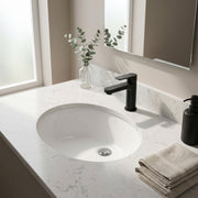 ANZZI LS-AZ103 Pegasus undermount bathroom sink in white, installed room view 3