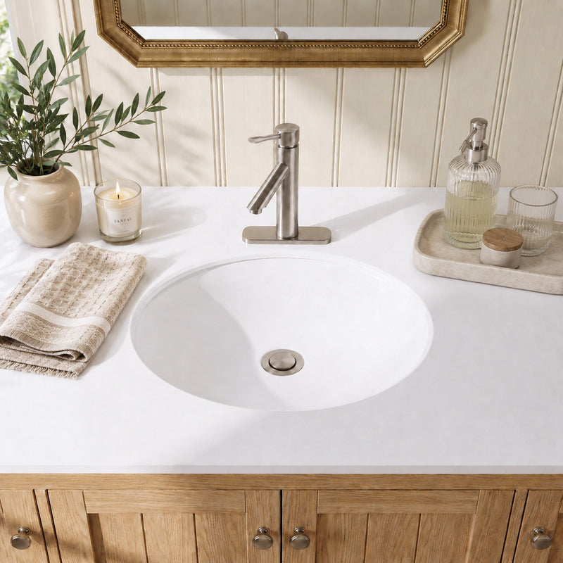 ANZZI LS-AZ109 Rhodes undermount bathroom sink in white, installed room view 3