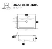ANZZI LS-AZ117 Neptune vessel sink, dimension drawing