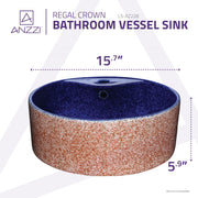 ANZZI LS-AZ228 Regal Crown vessel sink, dimension drawing