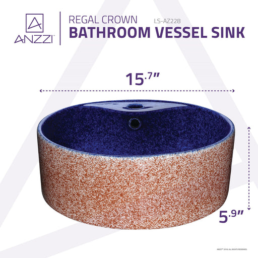 ANZZI LS-AZ228 Regal Crown vessel sink, dimension drawing