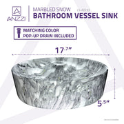 ANZZI LS-AZ233 Marbled vessel sink, dimension drawing