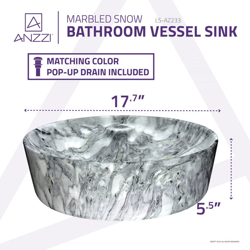 ANZZI LS-AZ233 Marbled vessel sink, dimension drawing