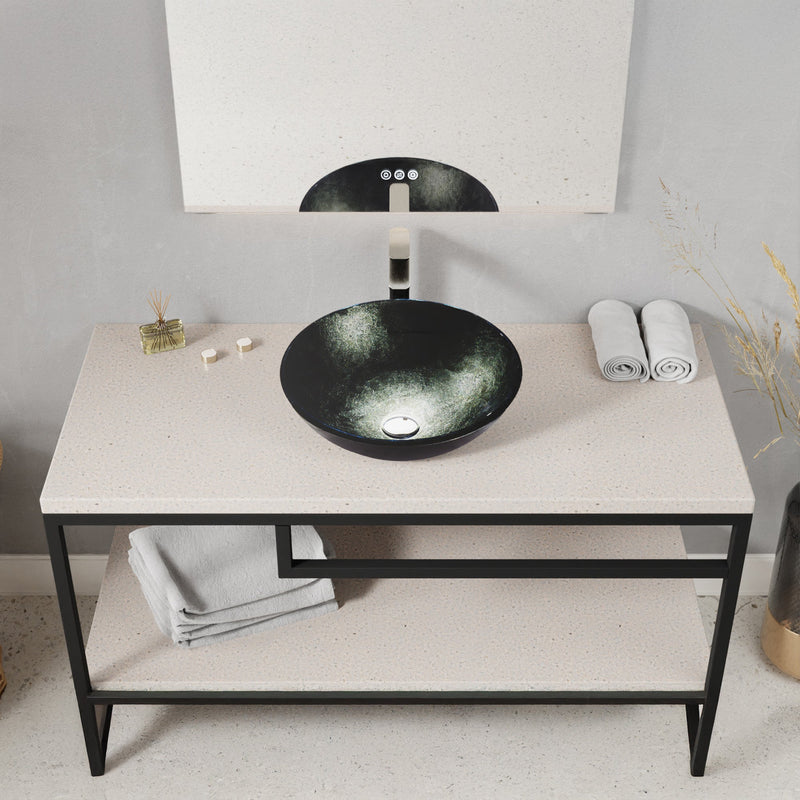 ANZZI LS-AZ902 Amalfi vessel sink in the listed finish, installed room view 1