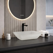 ANZZI LS-AZ910 Innovio vessel sink in matte white, installed room view 1