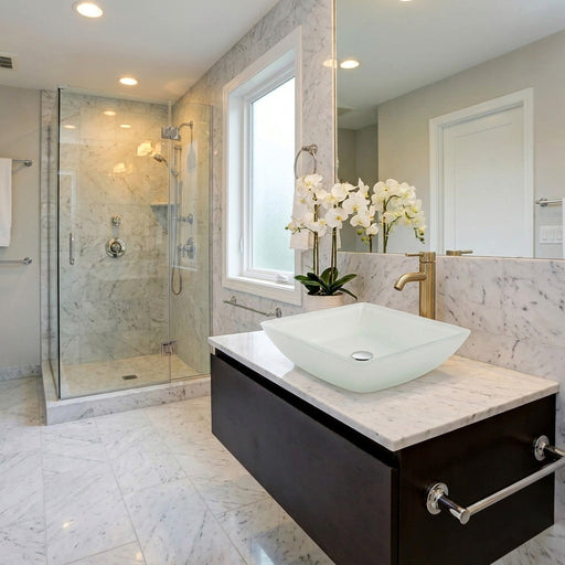ANZZI LS-AZ912 Solstice vessel sink in white, installed room view 1