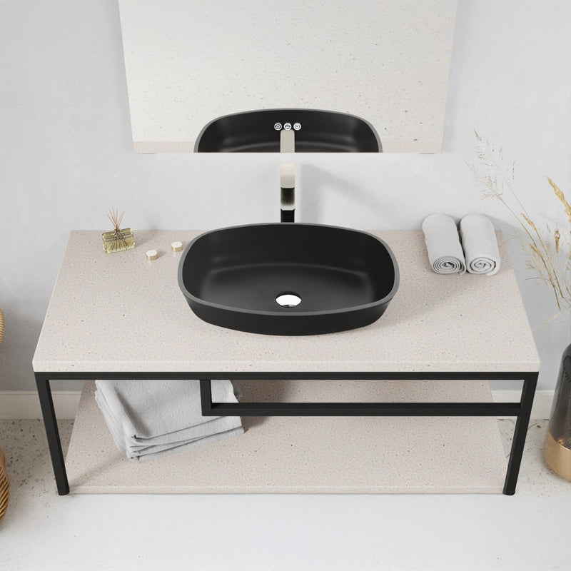 ANZZI LS-AZ913MB Ariadne vessel sink in the listed finish, installed room view 1